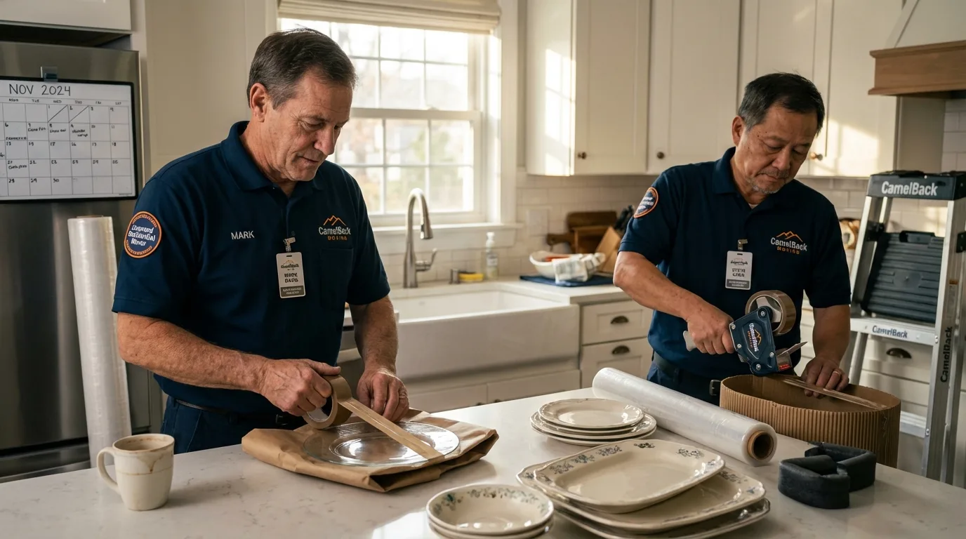 Professional crew packing kitchen dishware in Poquoson, VA