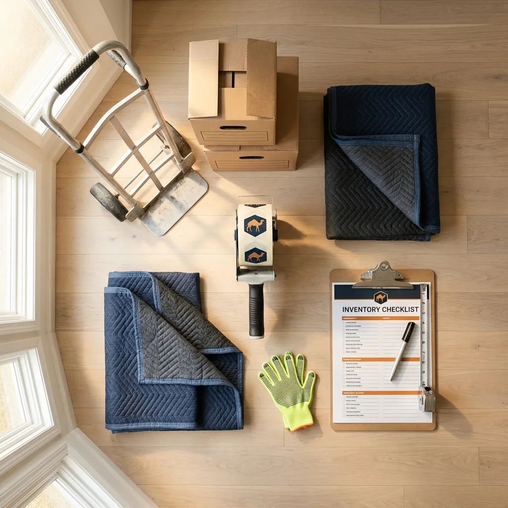 Professional moving supplies and packing materials layout for Poquoson residential relocations